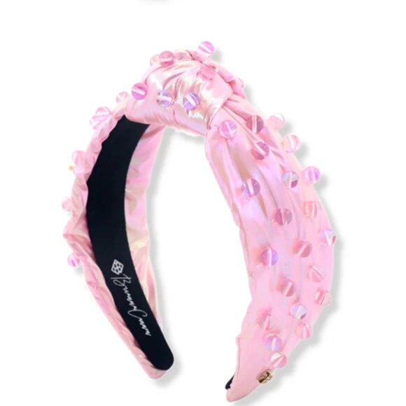 Brianna Cannon Accessories - Brianna Cannon Headband - Pink Leather with Glass Beads